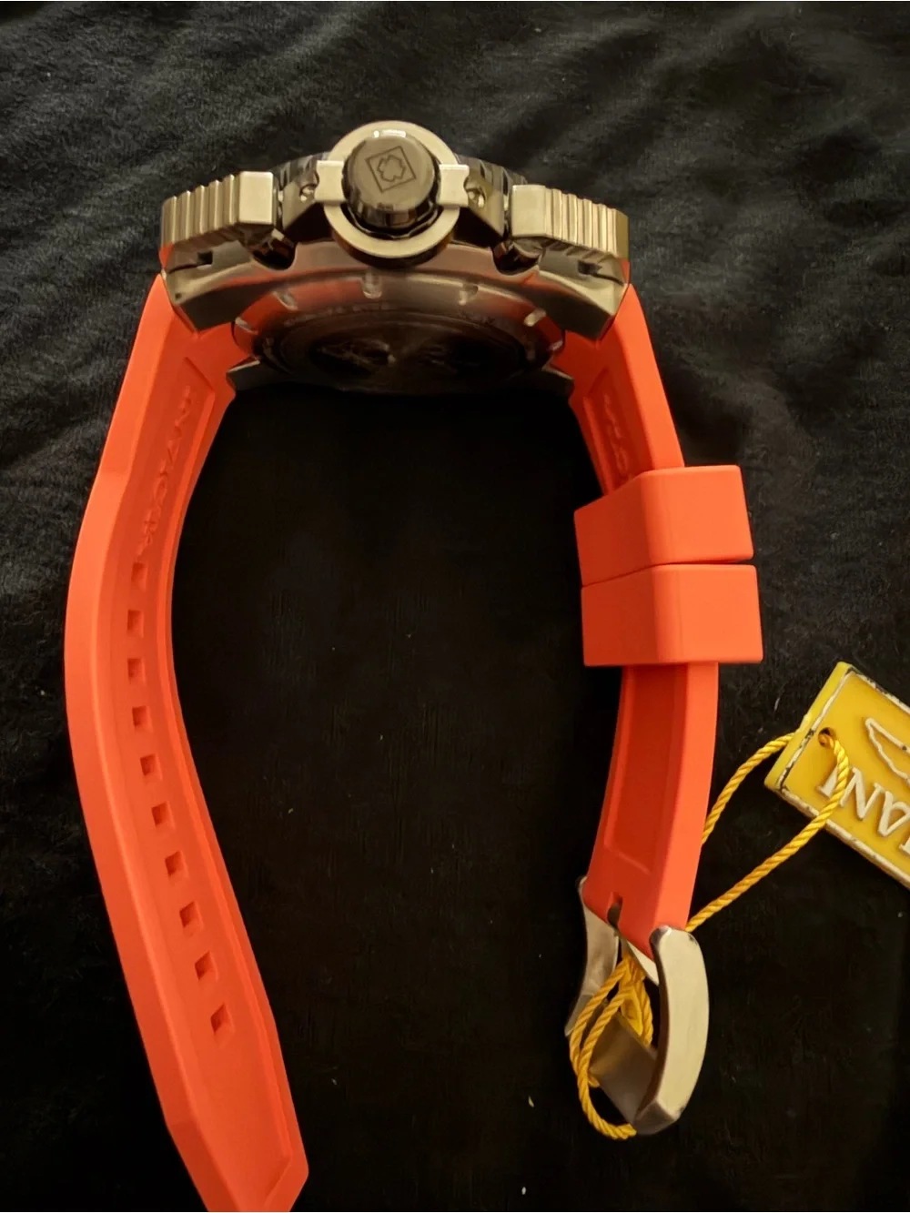 Invicta Orange Silicone Strap Men's Chronograph Watch - Black Dial